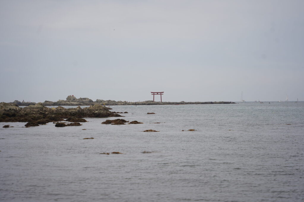 名島の鳥居が見えます